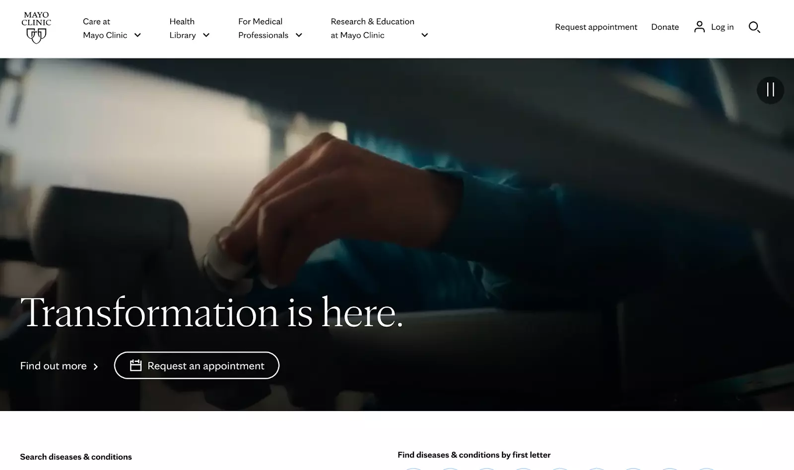 الصفحة الرئيسية لـ Mayo Clinic