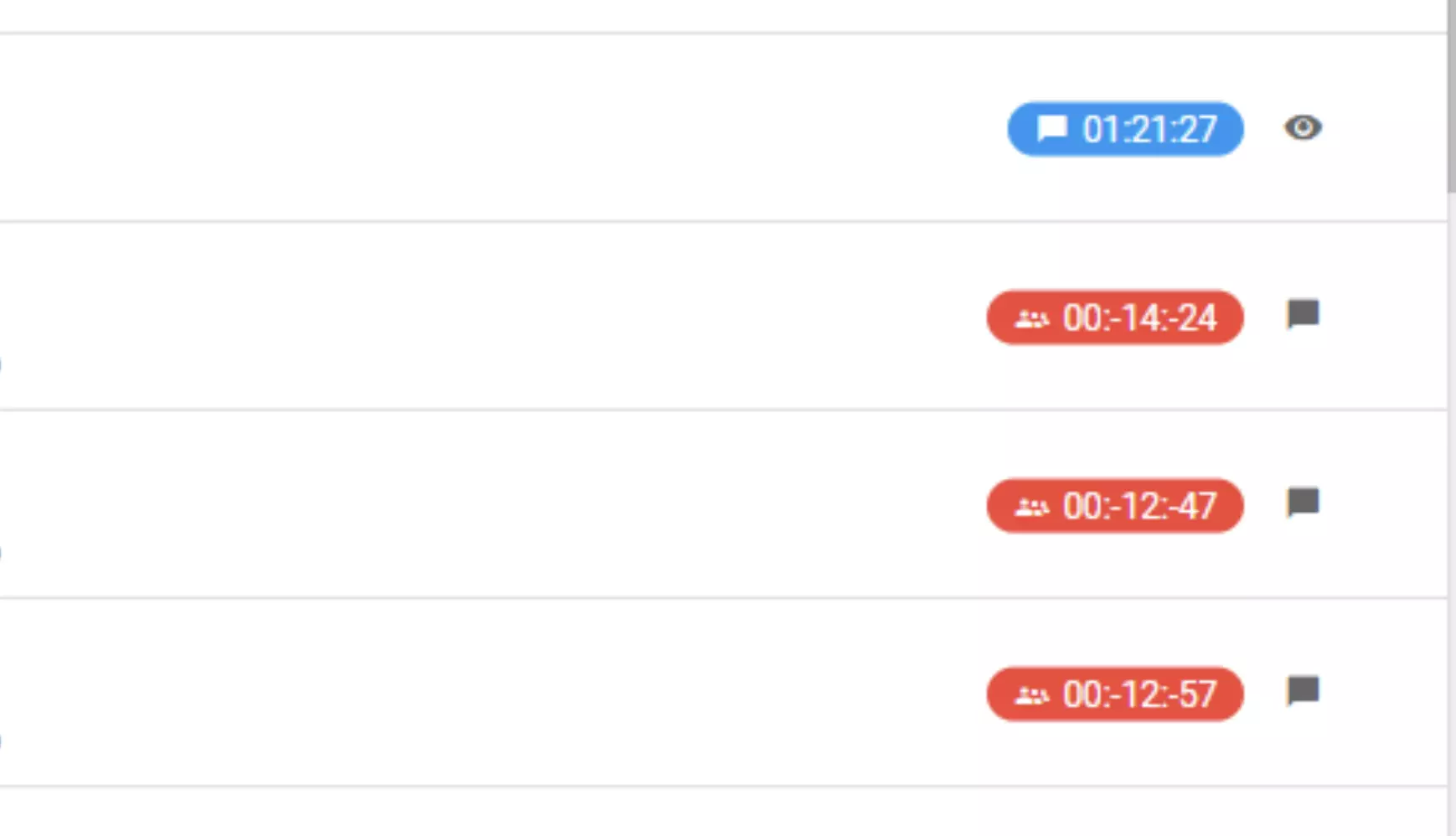 صورة توضح خطأ مع قيم الوقت السلبية أثناء جلسات الدردشة في الإصدارات السابقة من LiveAgent