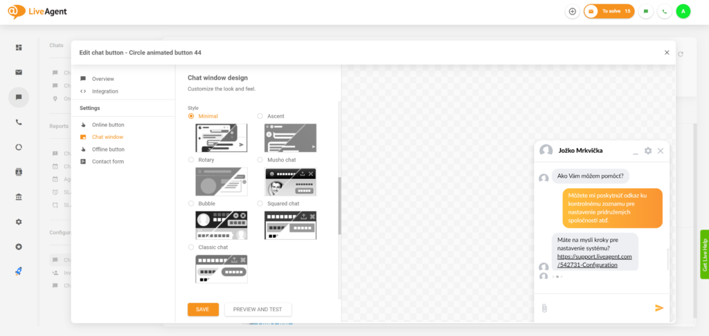 تصميم جديد لنافذة الدردشة الحية في LiveAgent