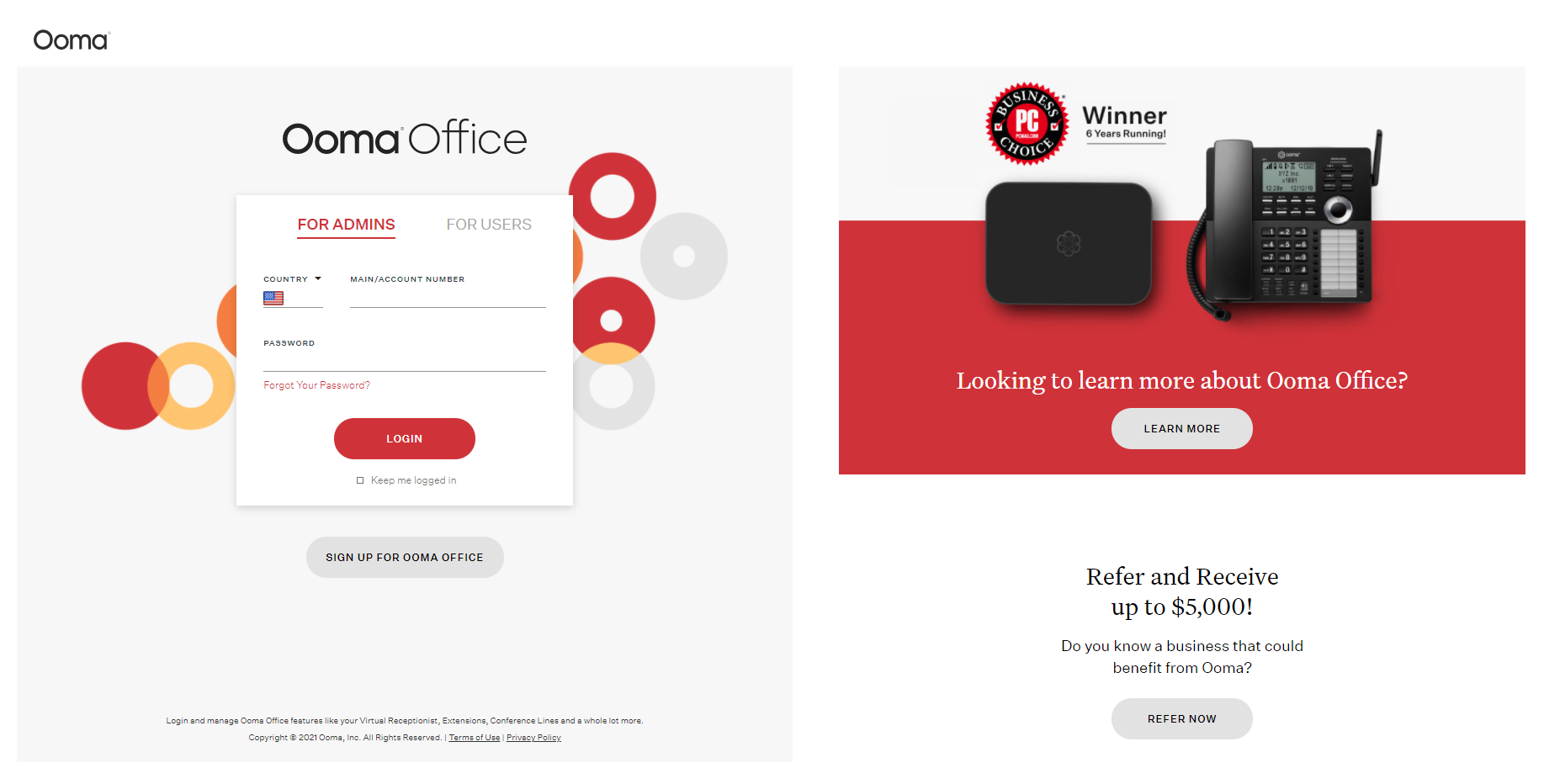 موقع مزود Ooma Office