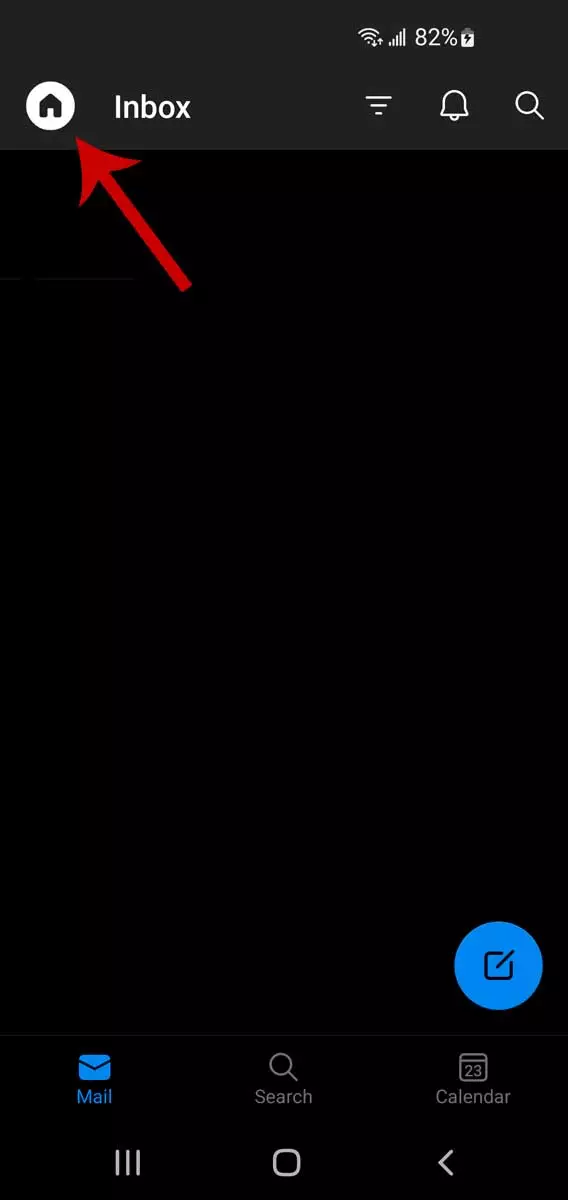 خيط البريد الإلكتروني في Outlook على أجهزة الجوال، الخطوة 1