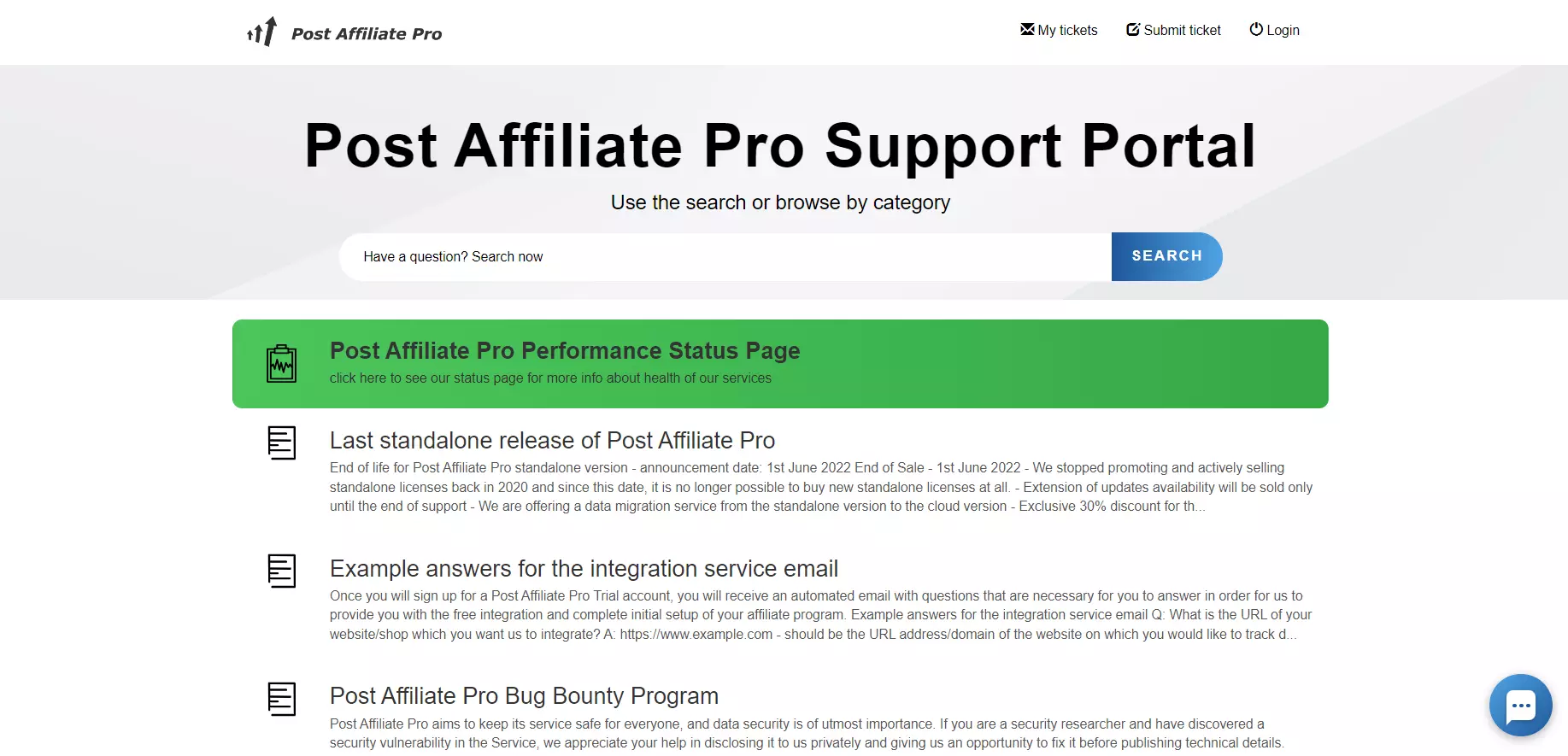 بوابة الدعم من Post Affiliate Pro