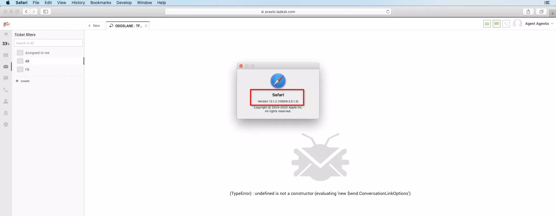 LiveAgent في متصفحات سفاري بعد التحديث