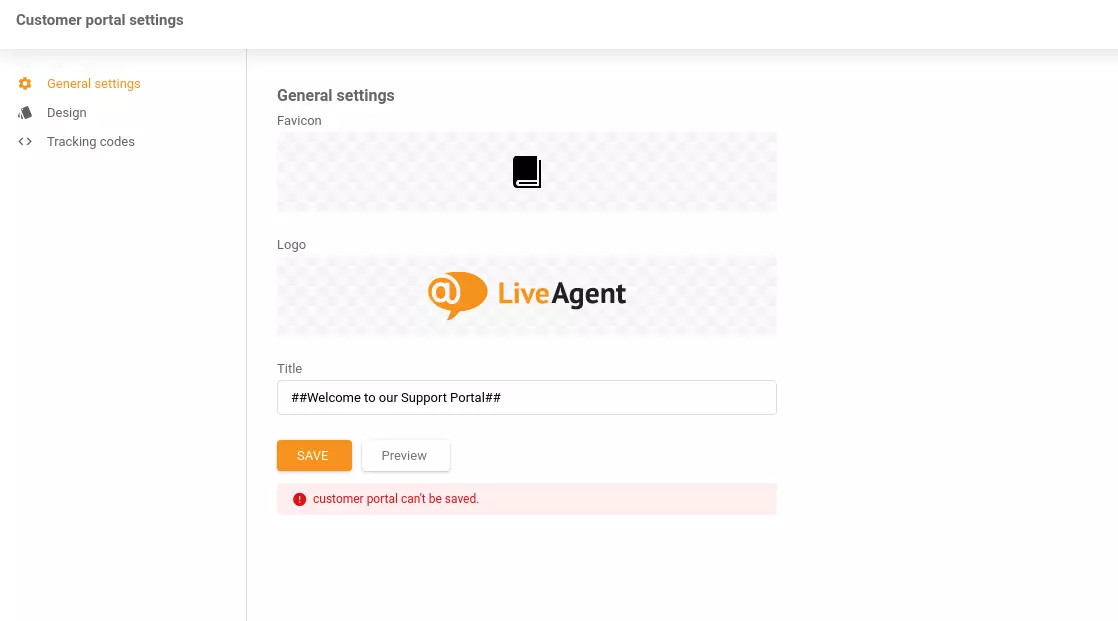 زر الحفظ غير الفعال في تطبيق LiveAgent