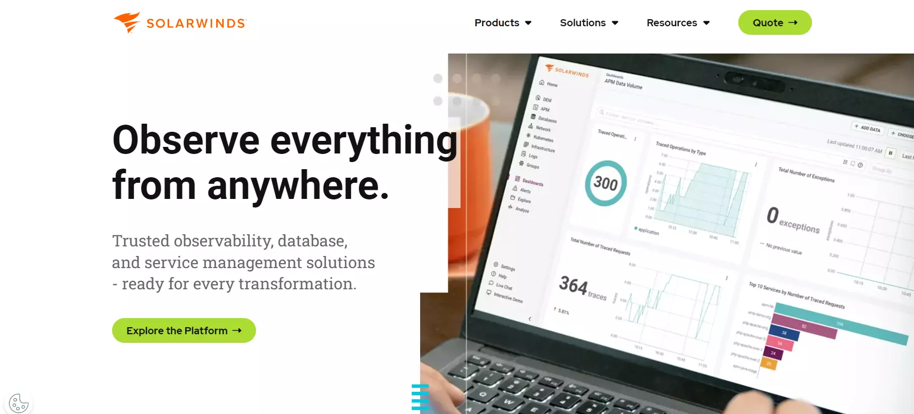 صفحة SolarWinds الرئيسية - زيادة الإنتاجية مع هذا البديل لـ Spiceworks