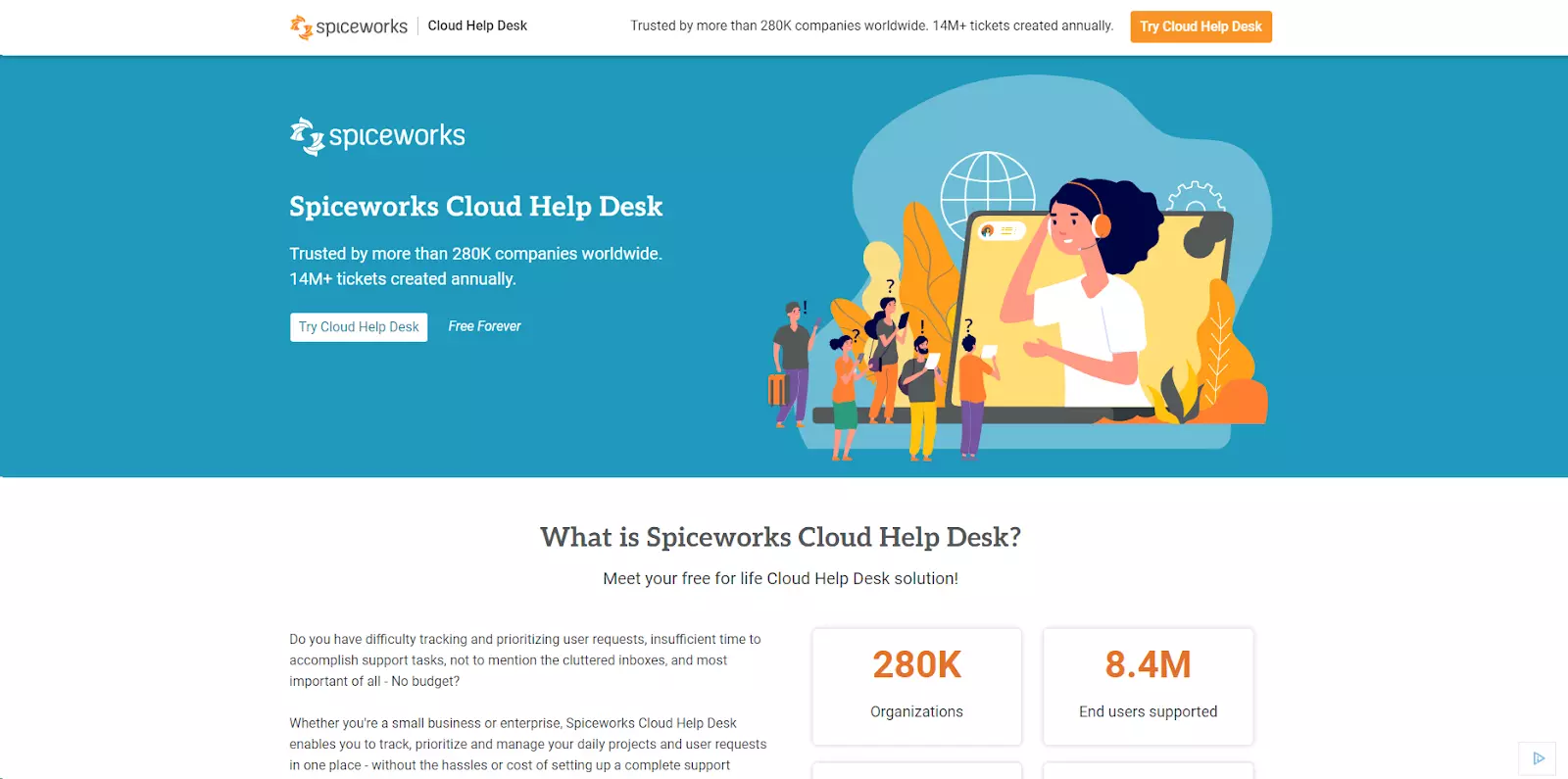 صفحة Spiceworks الرئيسية - برنامج مكتب مساعدة وتذاكر مجاني