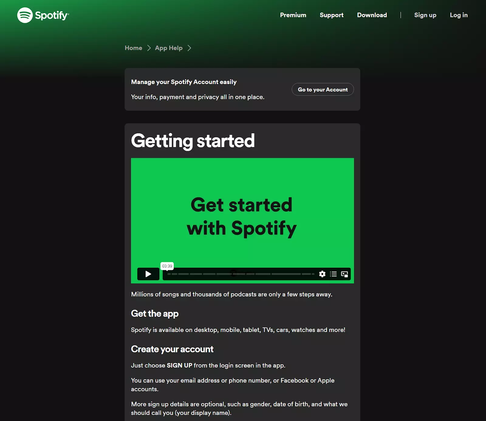 مثال على قاعدة معرفة الفيديو من Spotify