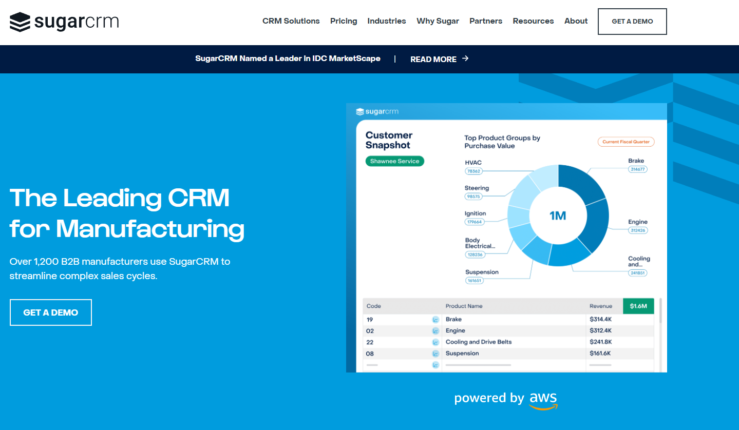 صفحة SugarCRM الرئيسية