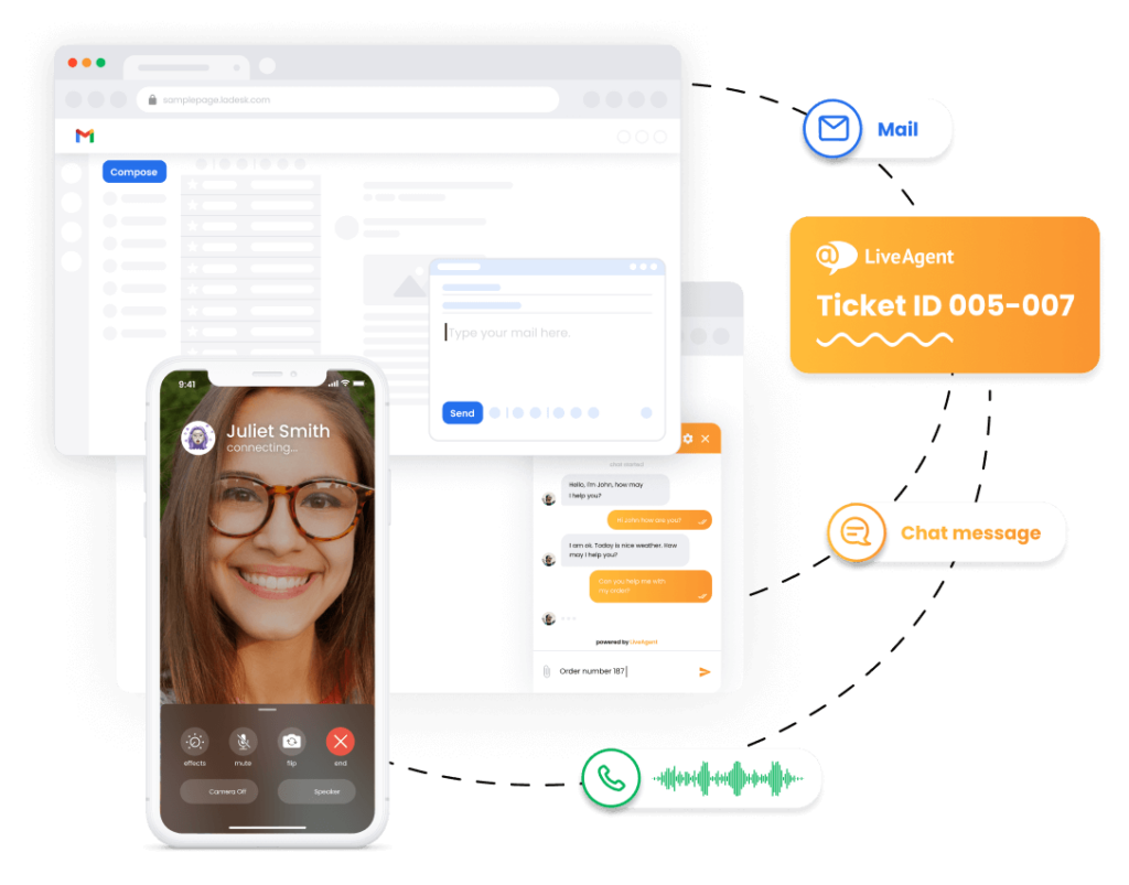 واجهة تذاكر LiveAgent - عرض العميل