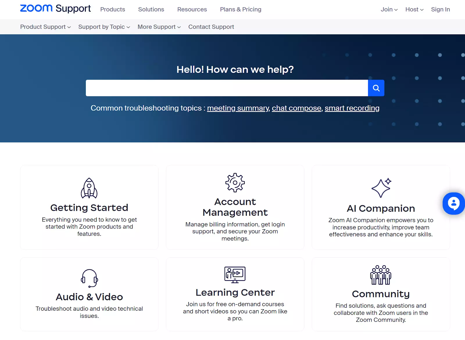 صفحة قاعدة معرفة Zoom