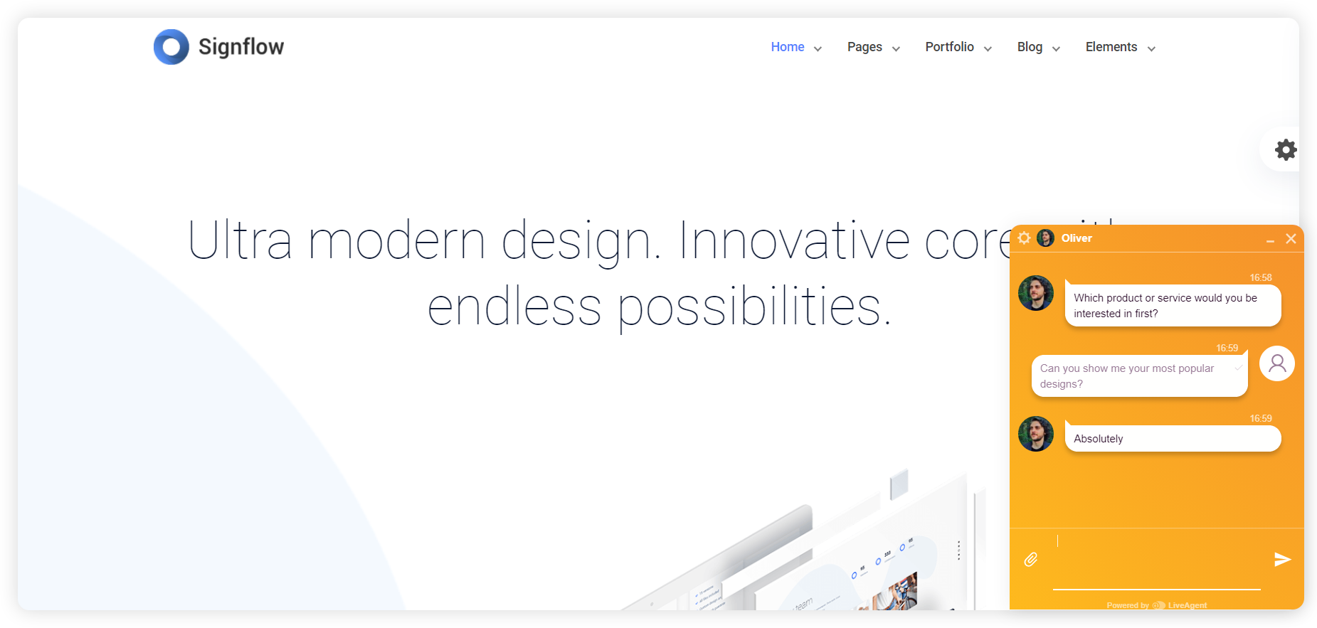 مثال على نافذة دعوة دردشة استباقية