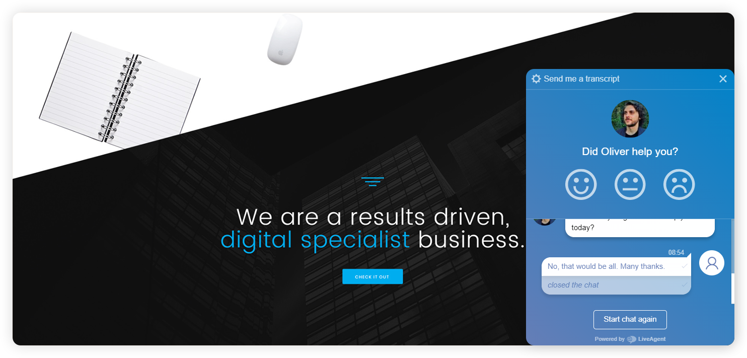 مثال على نافذة تصنيف الوكيل للشركات الكبرى