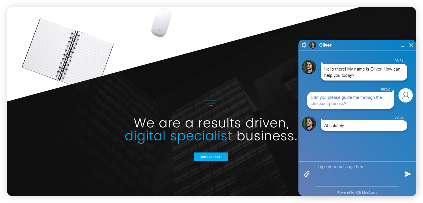 مثال على محادثة دردشة مباشرة للشركات الكبرى