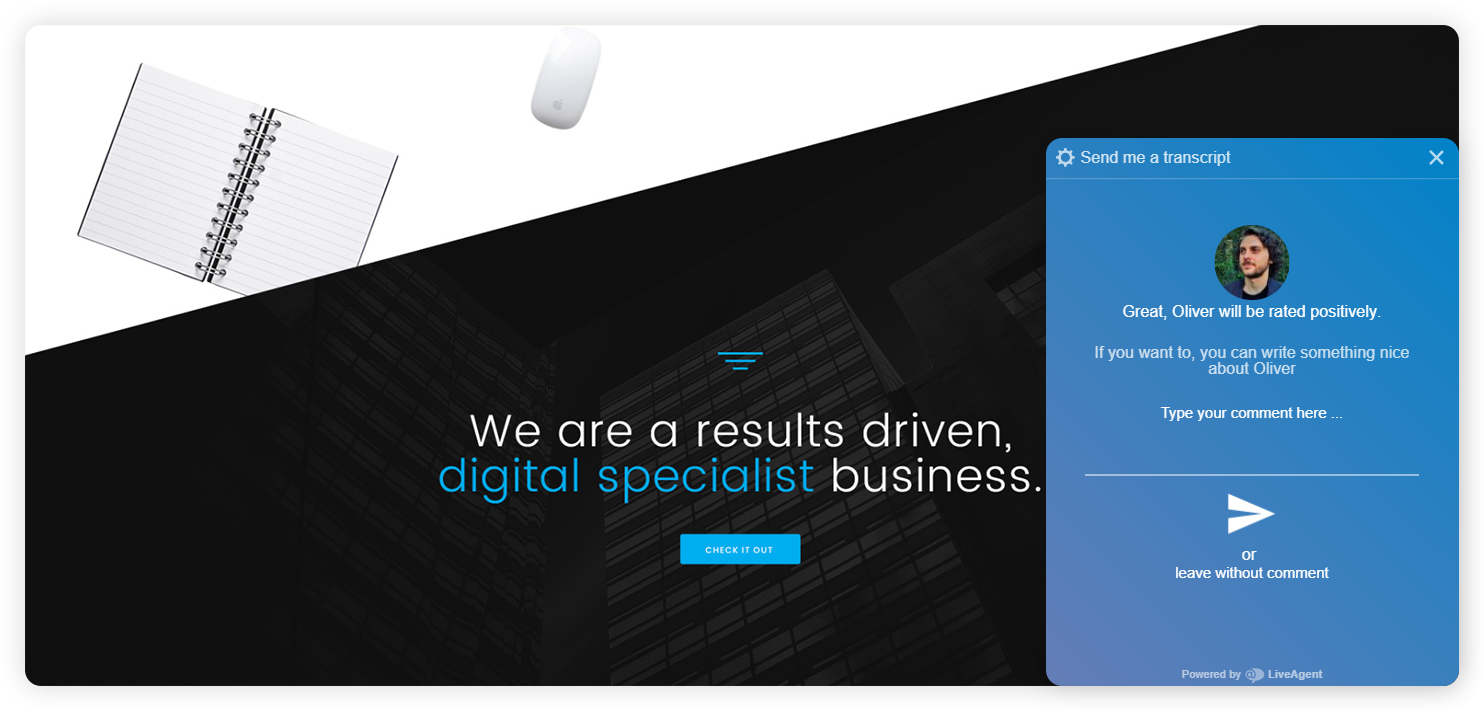 مثال على استطلاع ما بعد الدردشة للشركات الكبرى