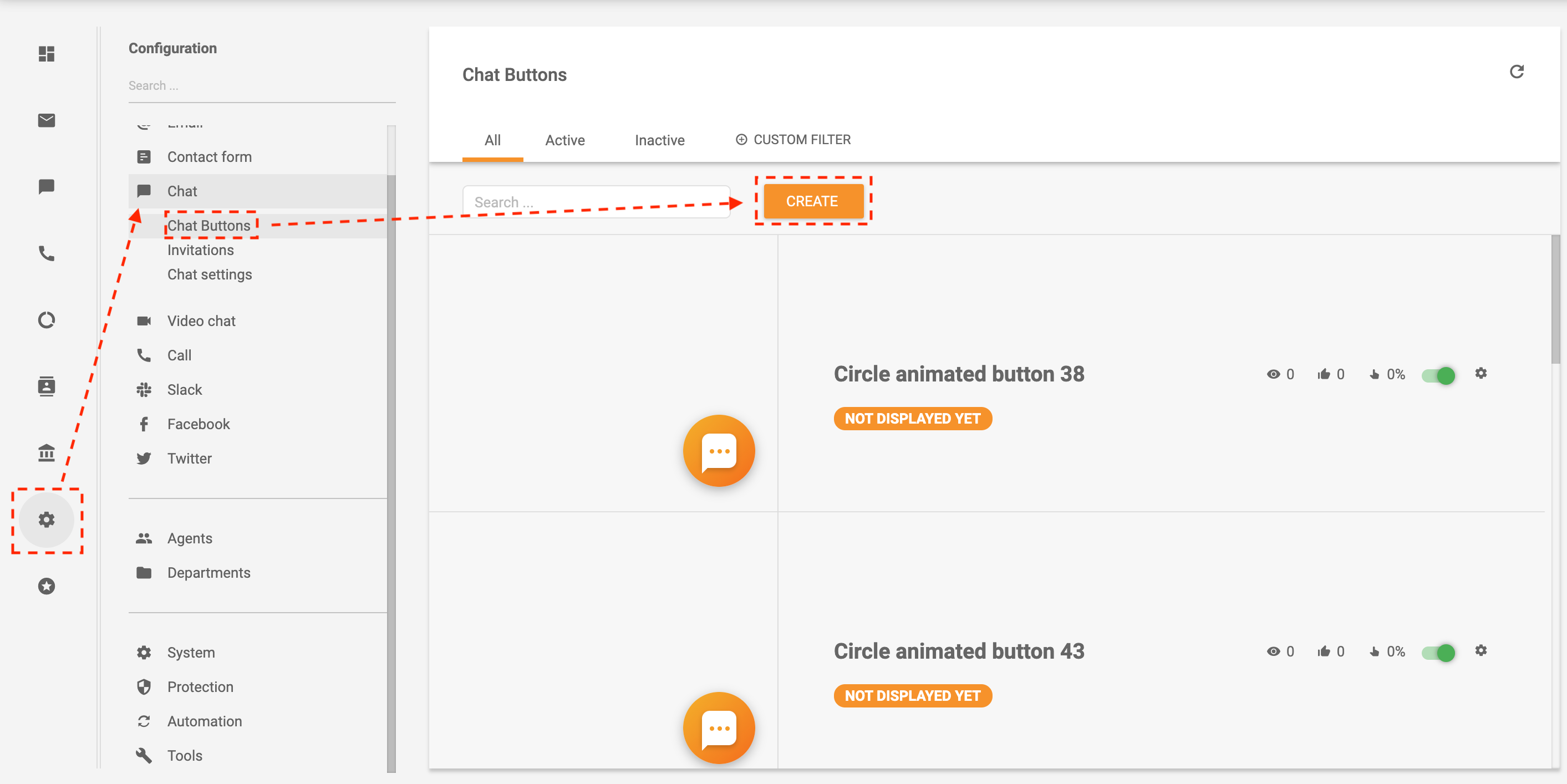 مثال على كيفية إنشاء زر دردشة