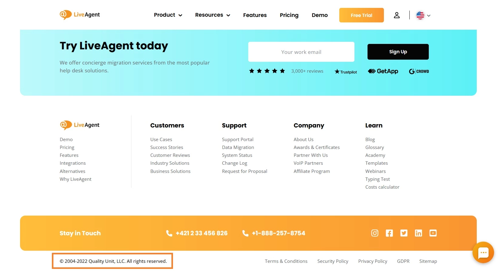 حقوق موقع LiveAgent