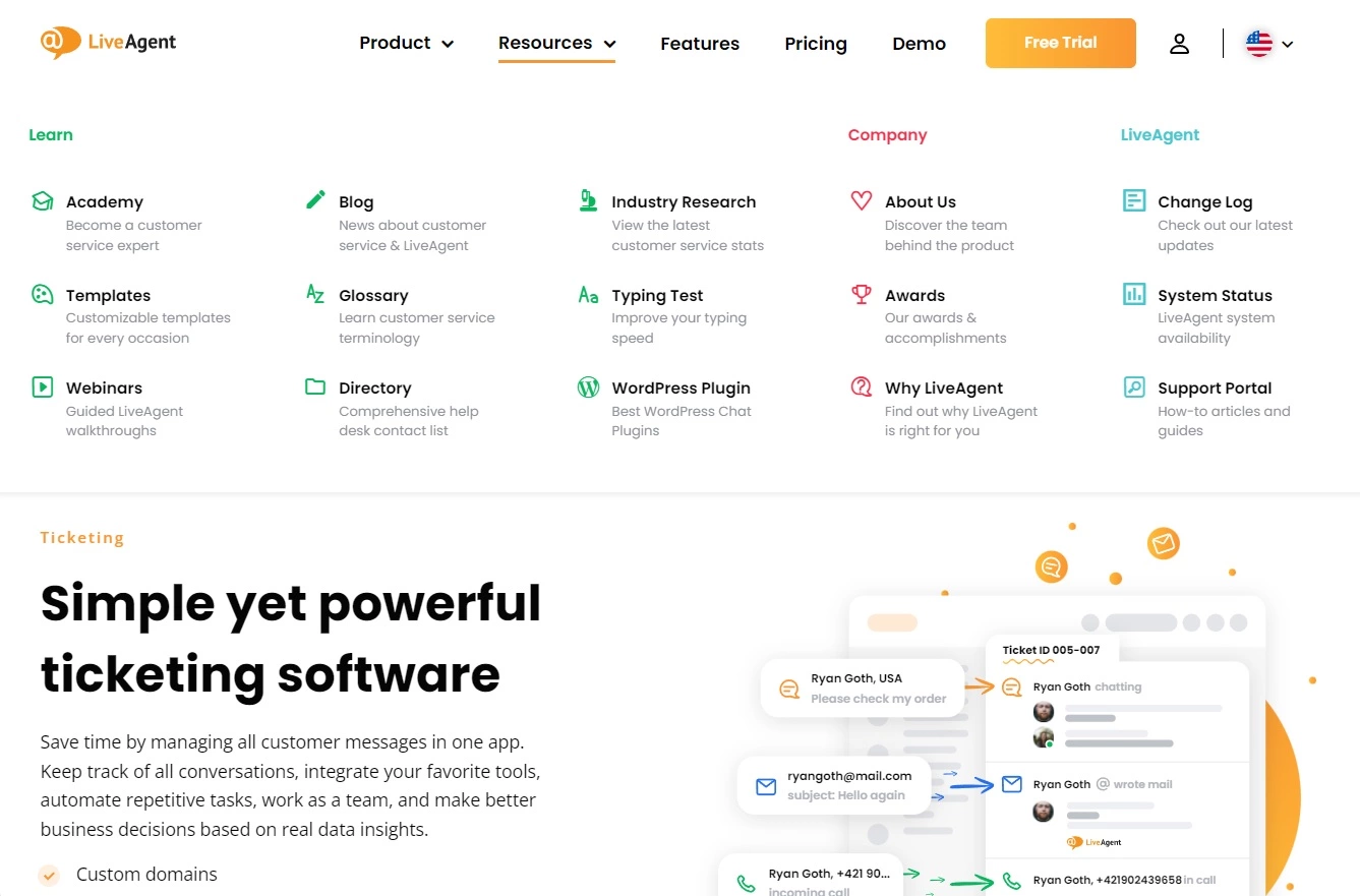 محتوى LiveAgent