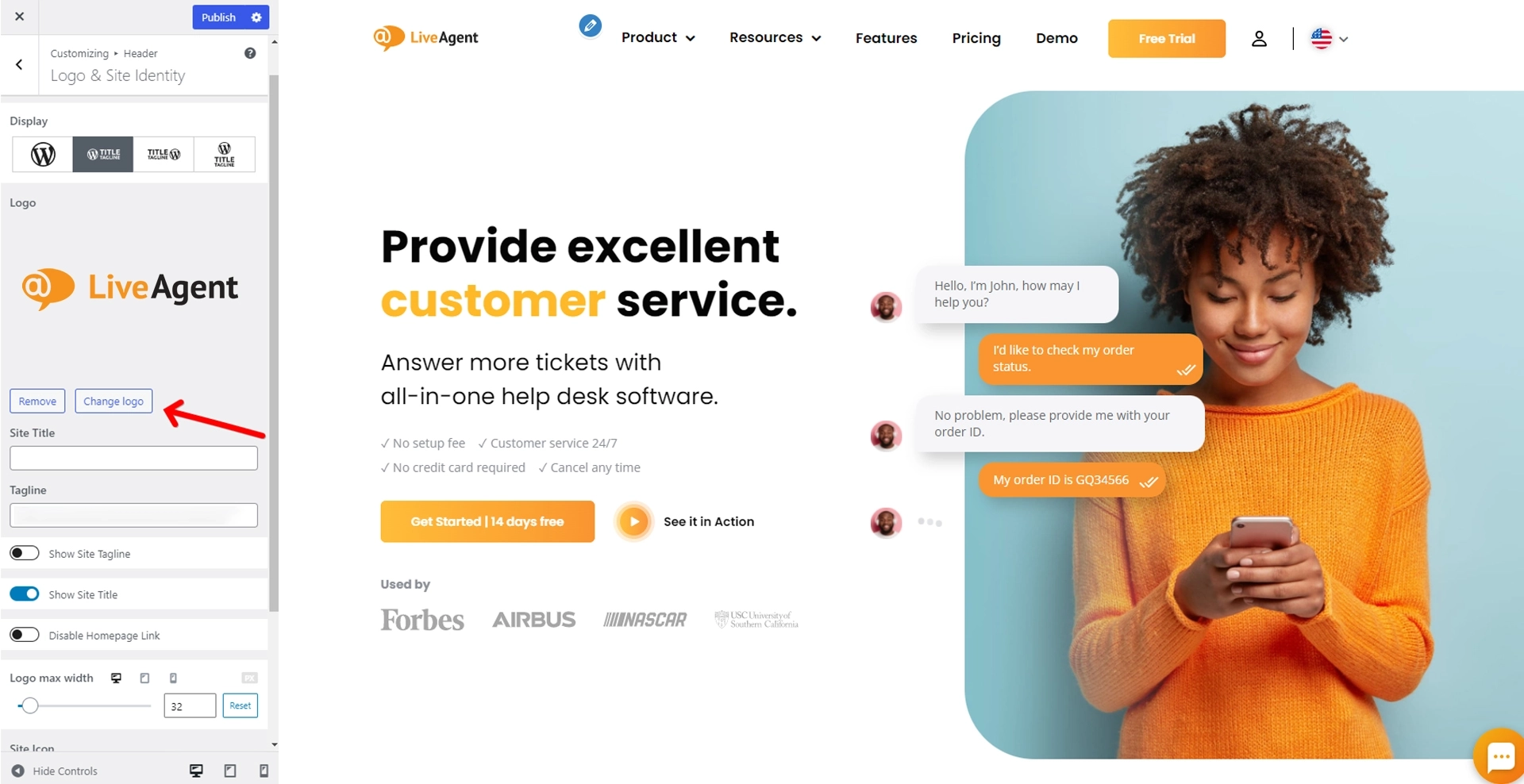 ربط شعار الهيدر بالصفحة الرئيسية