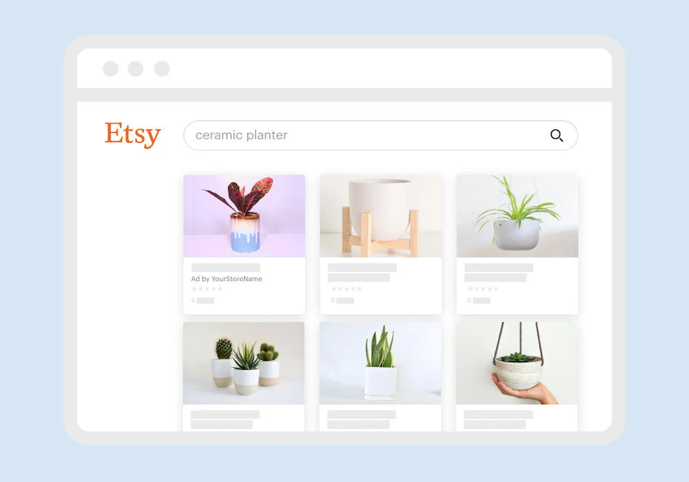 مثال على إعلانات Etsy
