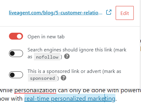 مثال على رابط داخلي Liveagent