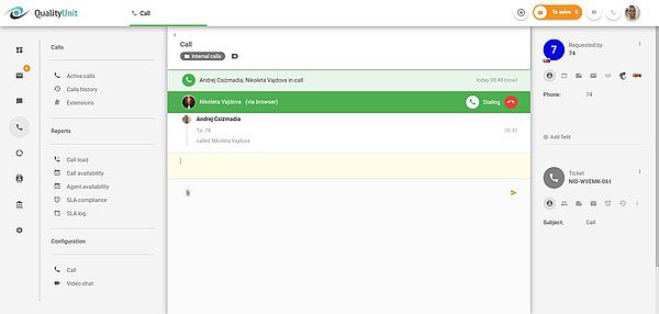 مكالمات داخلية جارية في لايف إيجنت