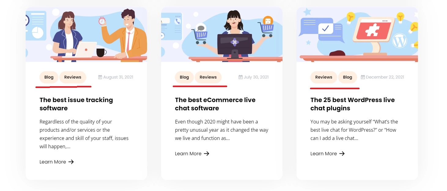 مثال على علامات المدونة