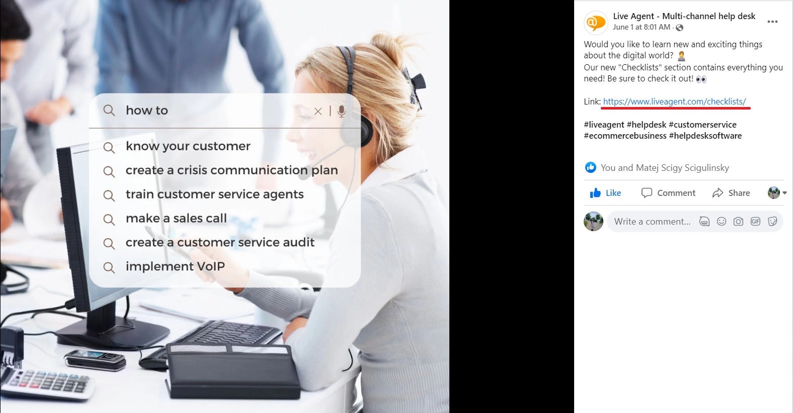 عنوان URL المخصص لـ LiveAgent على Facebook