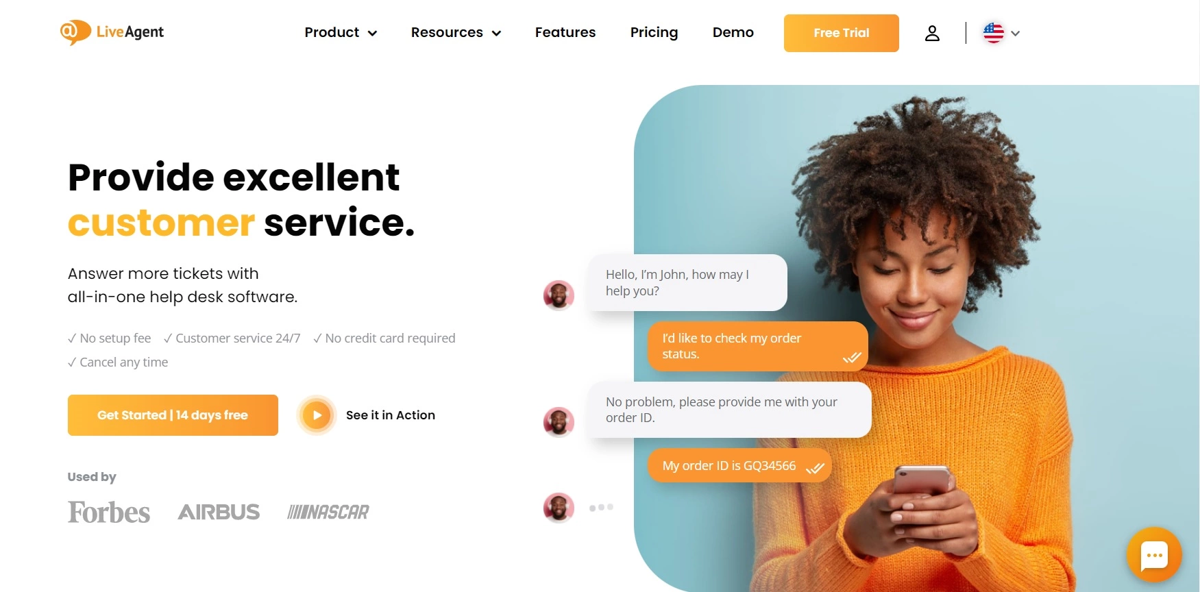 صفحة LiveAgent الرئيسية