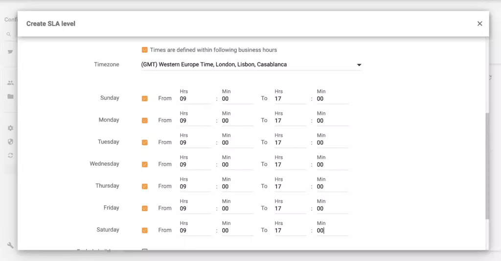 تحديد ساعات العمل مع Live Agent