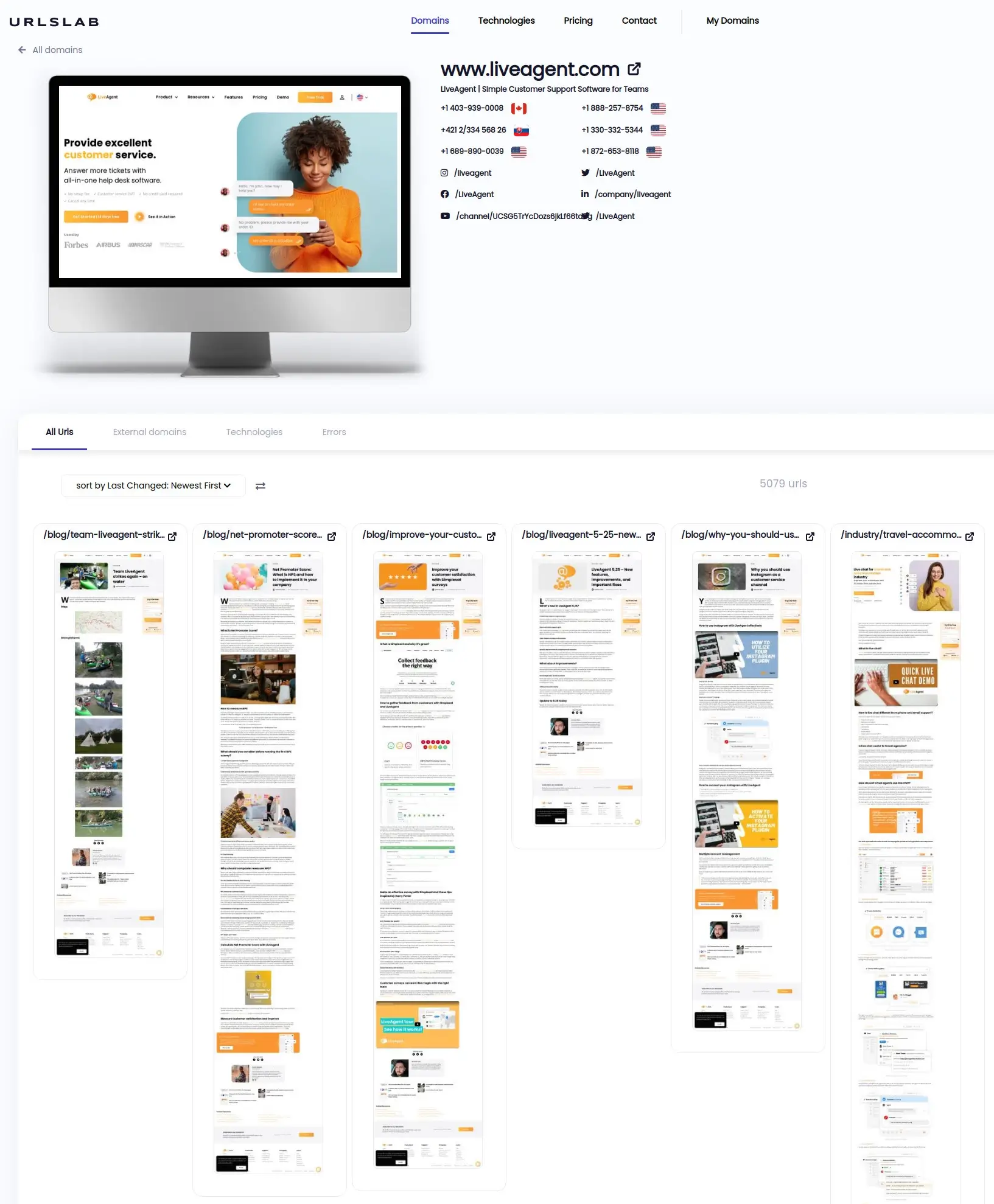 مراجعة بصرية سريعة لقطات الموقع الإلكتروني