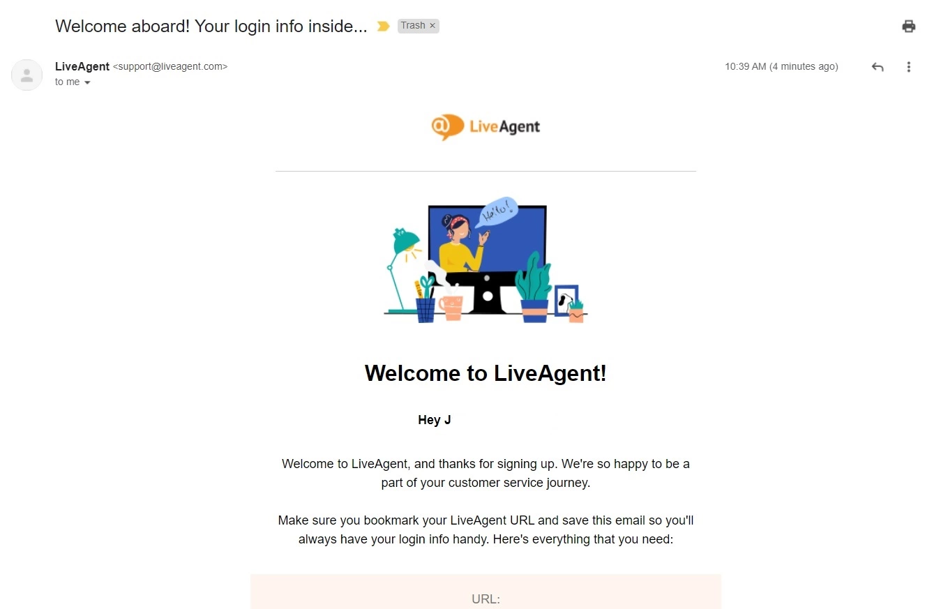 رسالة ترحيب في LiveAgent
