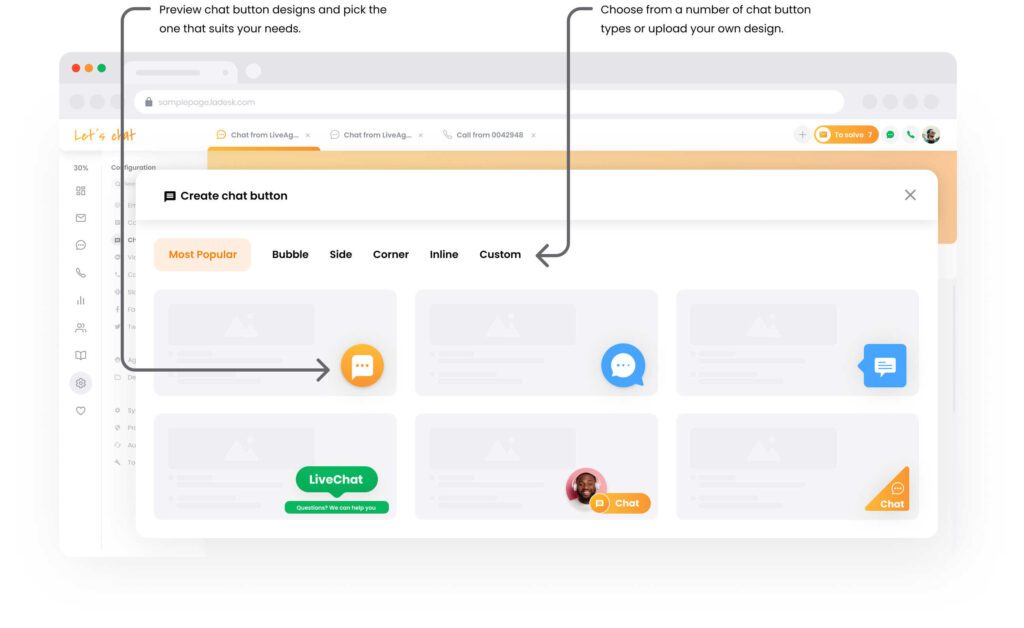 خيارات صندوق الدردشة من LiveAgent
