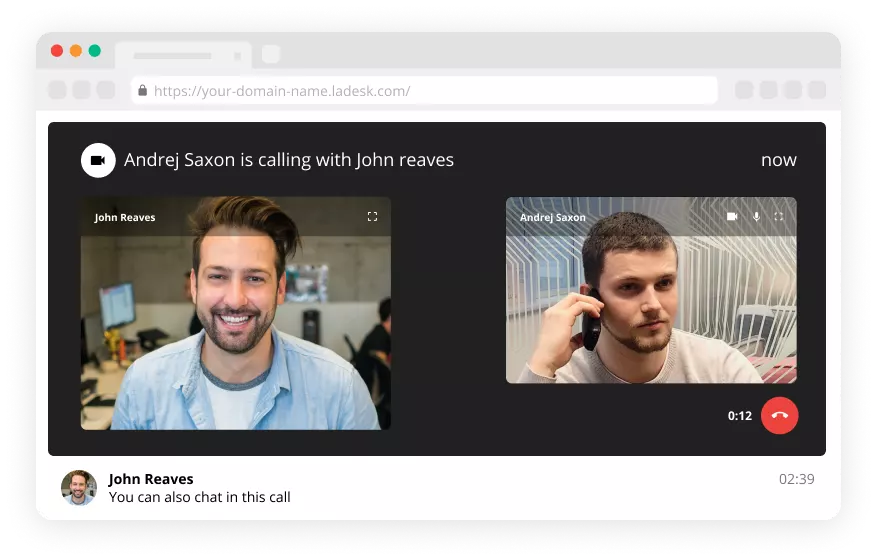 ميزة مكالمة الفيديو في برنامج الدردشة المباشرة - LiveAgent