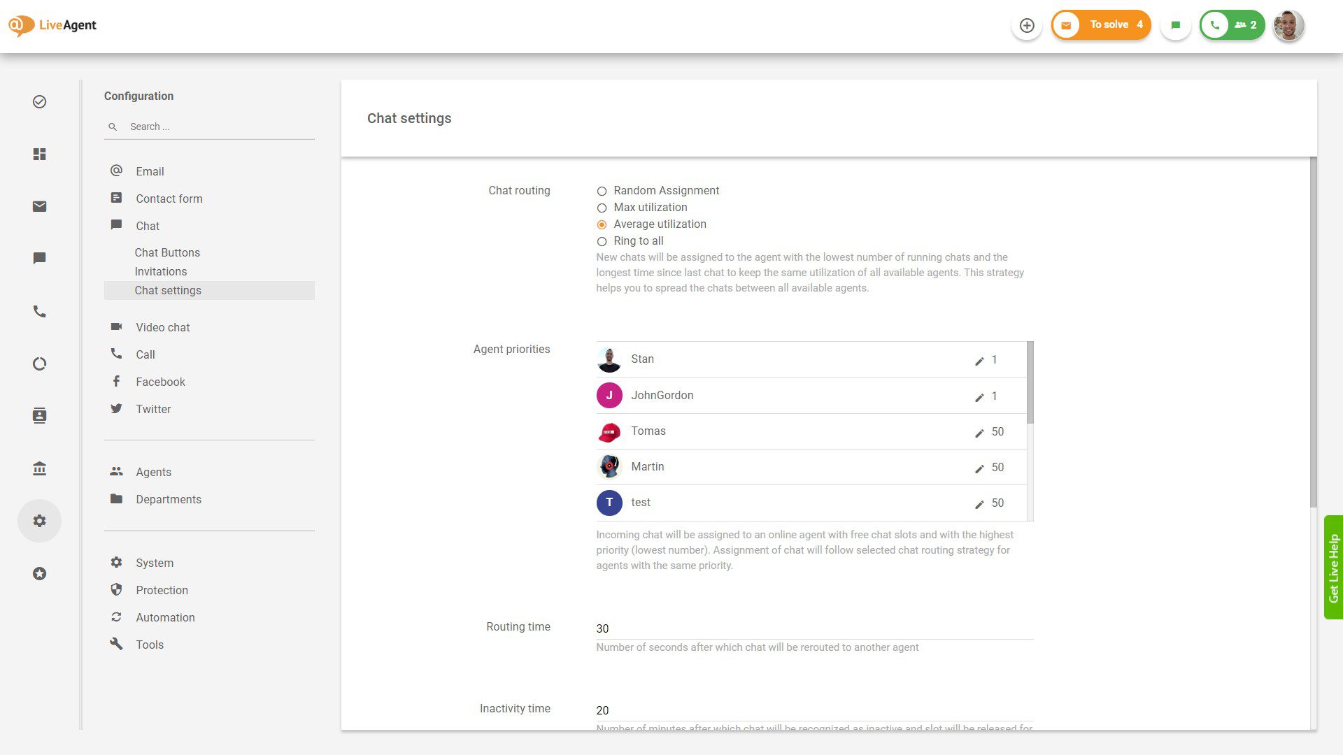 تعيين الأولوية في LiveAgent