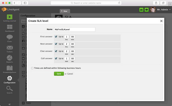 كيفية إنشاء مستوى اتفاقية مستوى الخدمة وتحديد الإجراءات المطلوبة
