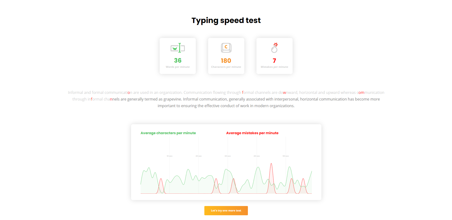 Typing Test for live chat agents