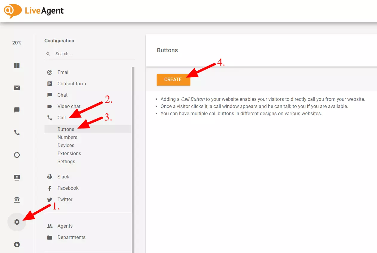 زر إنشاء الاتصال