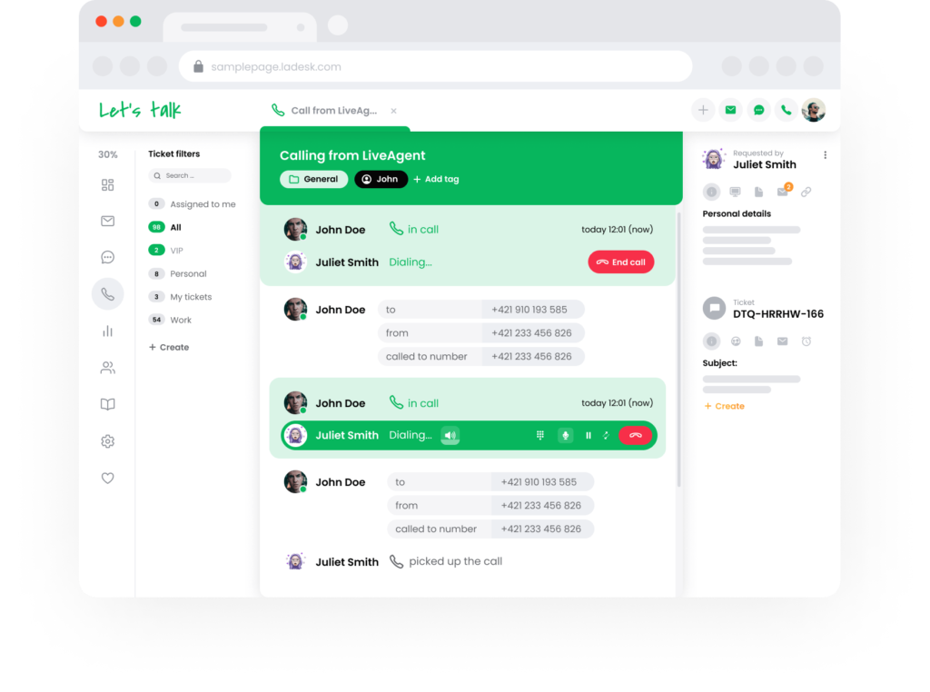 برنامج مركز الاتصالات من LiveAgent