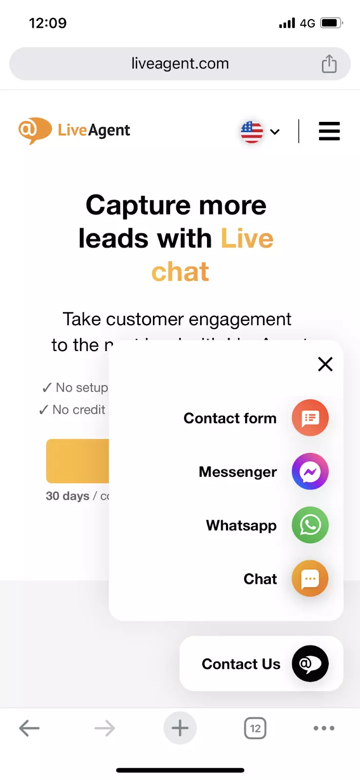 LiveAgent - live chat button on mobile