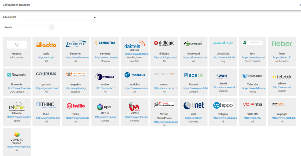 قائمة موفري أرقام المكالمات