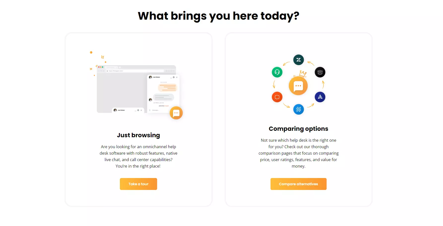أمثلة على أزرار الدعوة إلى الإجراء من LiveAgent