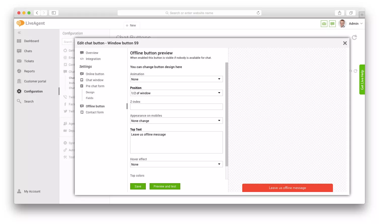 معاينة تبويب زر عدم الاتصال