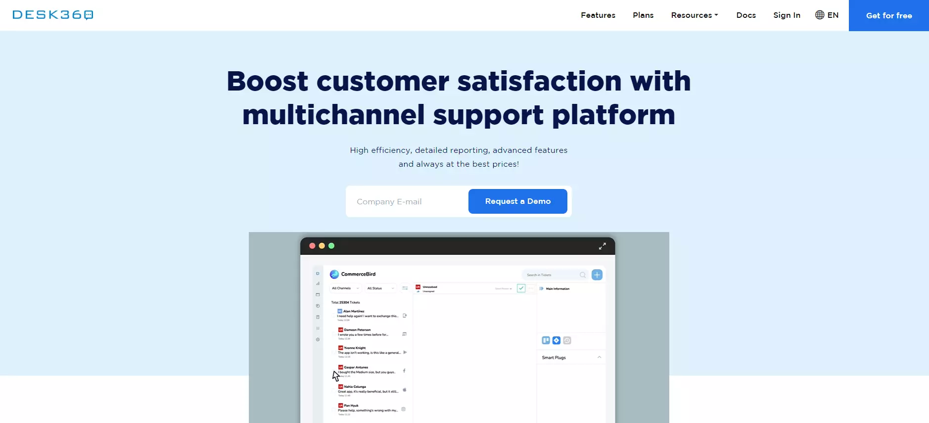 الصفحة الرئيسية لـ Desk360