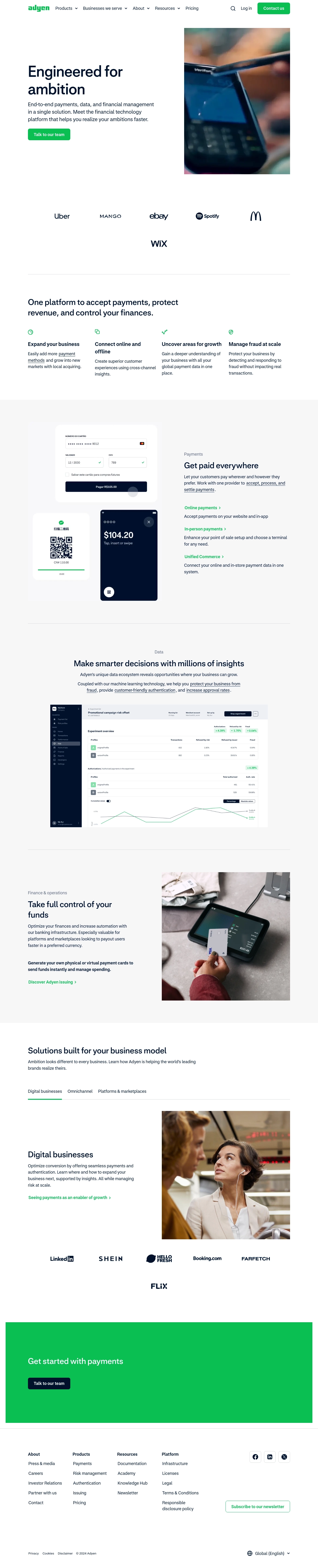 جهات اتصال مكتب المساعدة في Adyen