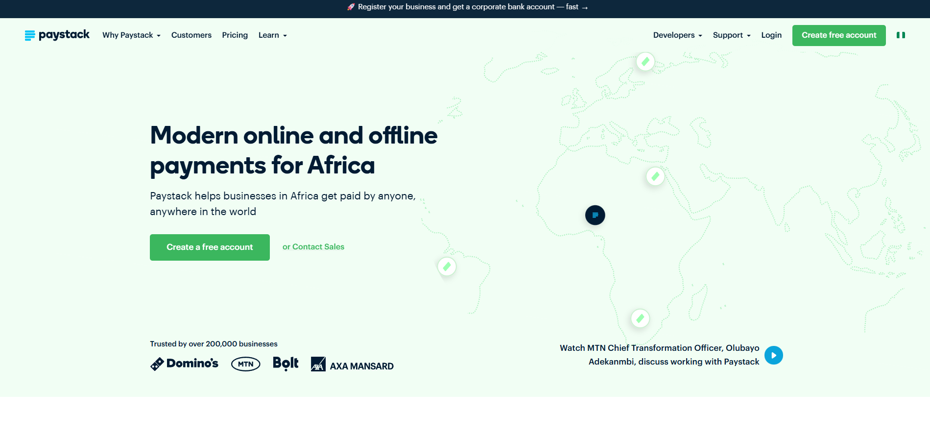 جهات الاتصال بمركز مساعدة Paystack