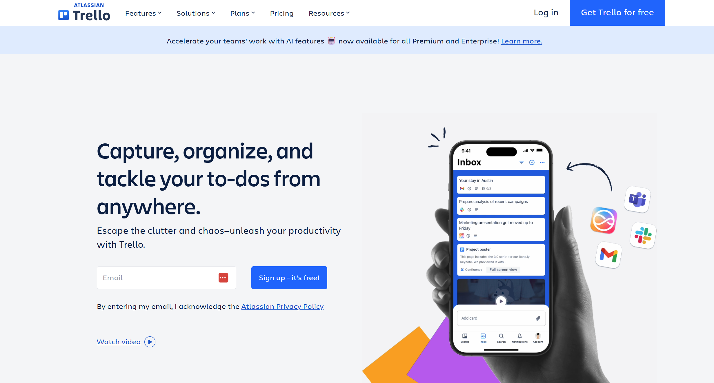 جهات الاتصال بمركز مساعدة Trello