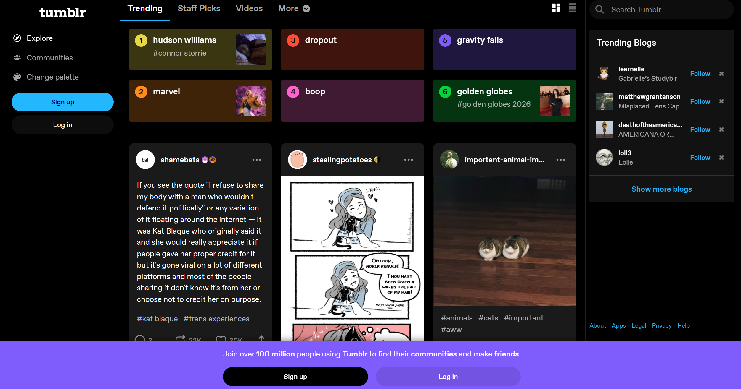 جهات الاتصال بمركز مساعدة Tumblr