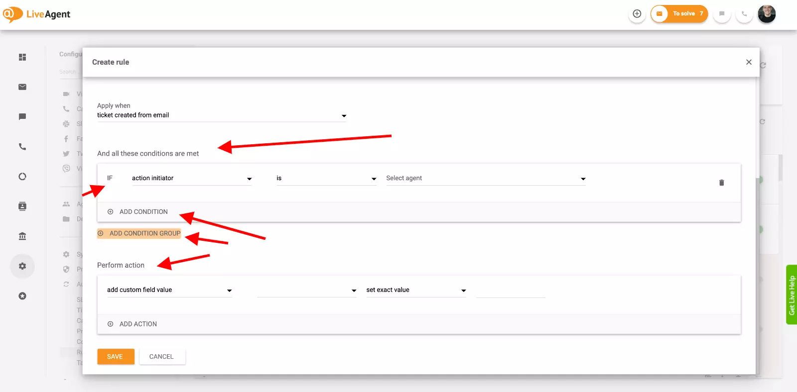 إعداد الأتمتة في LiveAgent