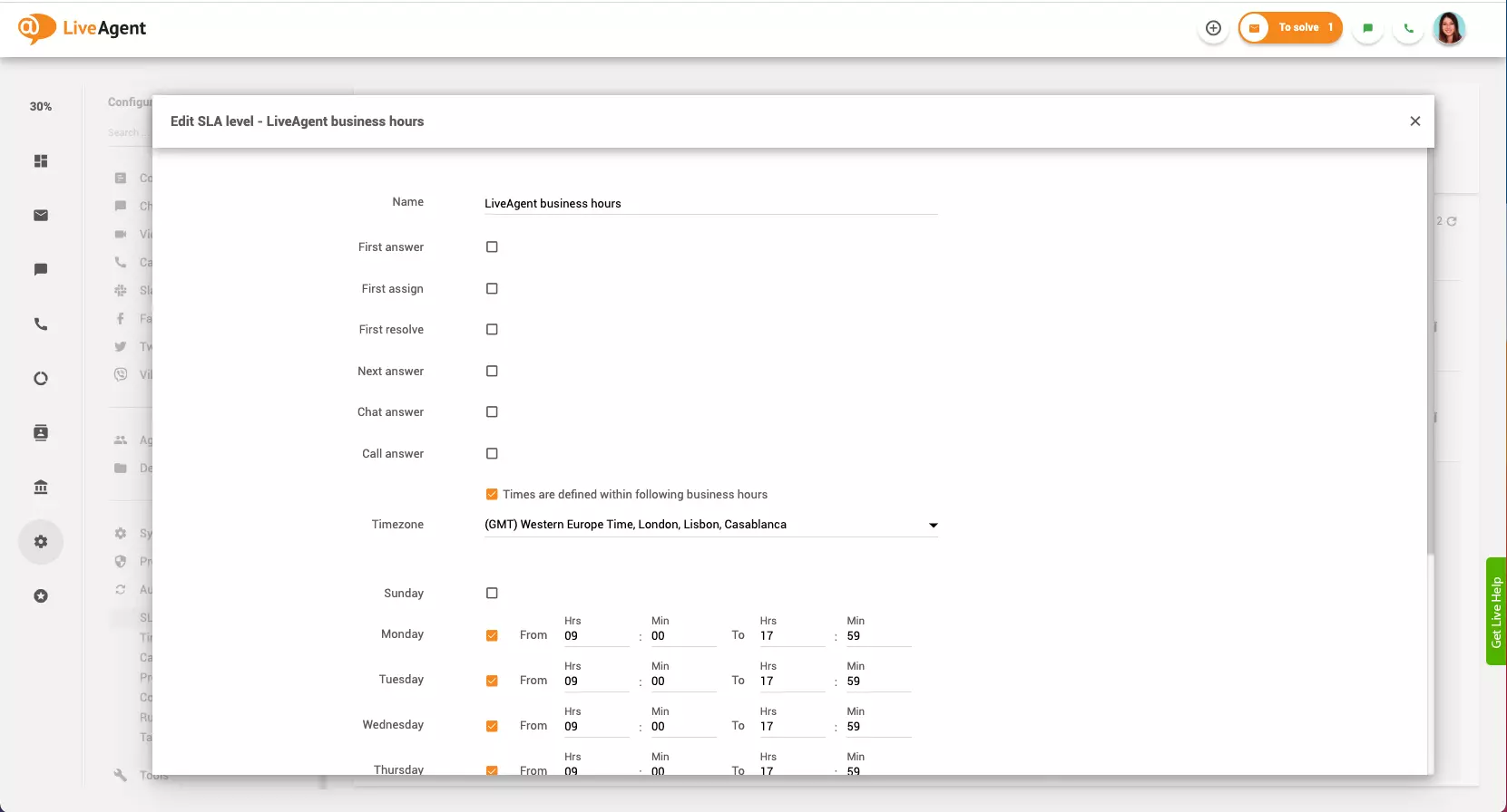 إعداد ساعات العمل
