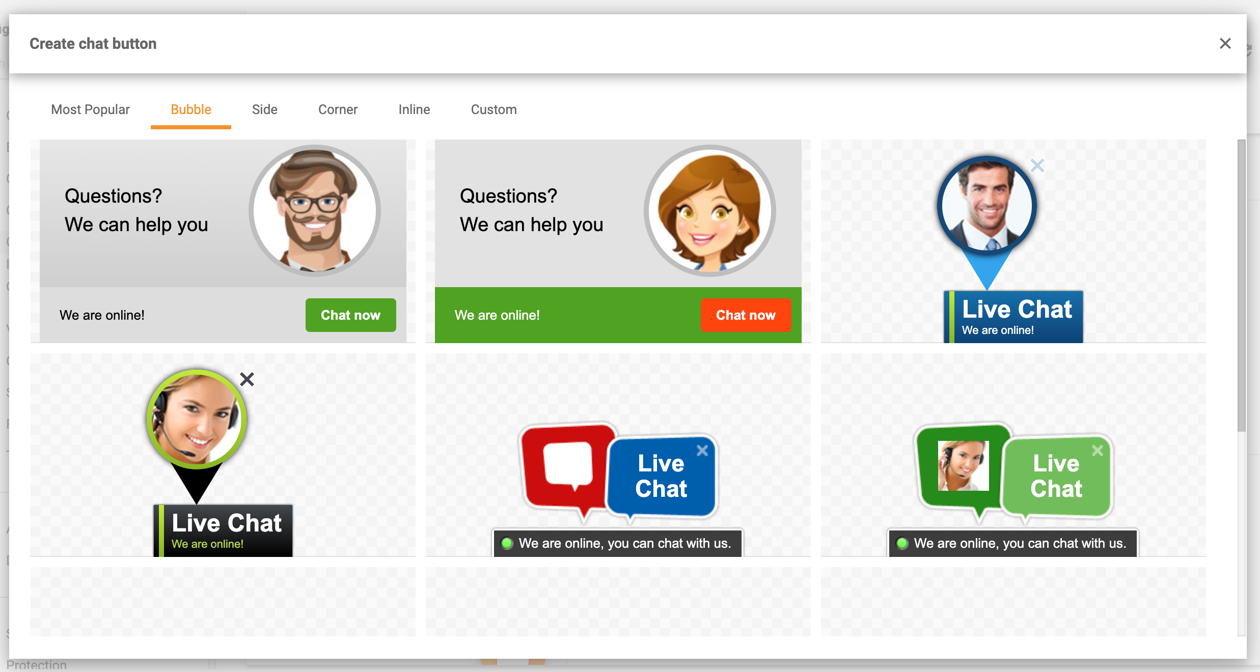 أزرار الدردشة على شكل فقاعات